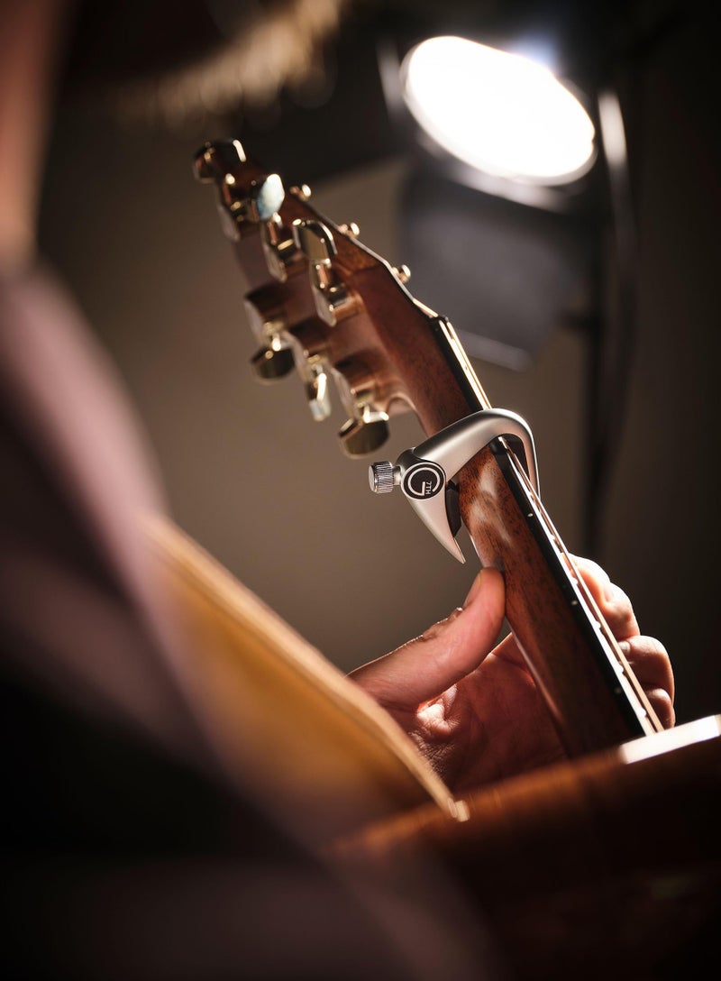 G7th Newport Guitar Capo, Steel String Silver 53mm -Low Profile, Easy to Use Flip Lever Guitar Capo with Fine-Tune Adjustment Knob, Safe Silicone Pads -Perfect for 6 String Acoustic & Electric Guitars - Image 2
